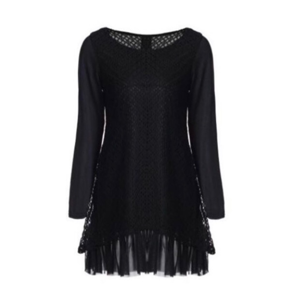 Black Long Layered Tunic with underlay Skirt